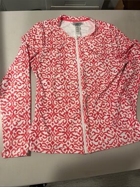 Tommy Bahama Coral and White Printed golf/tennis Jacket and Skirt.